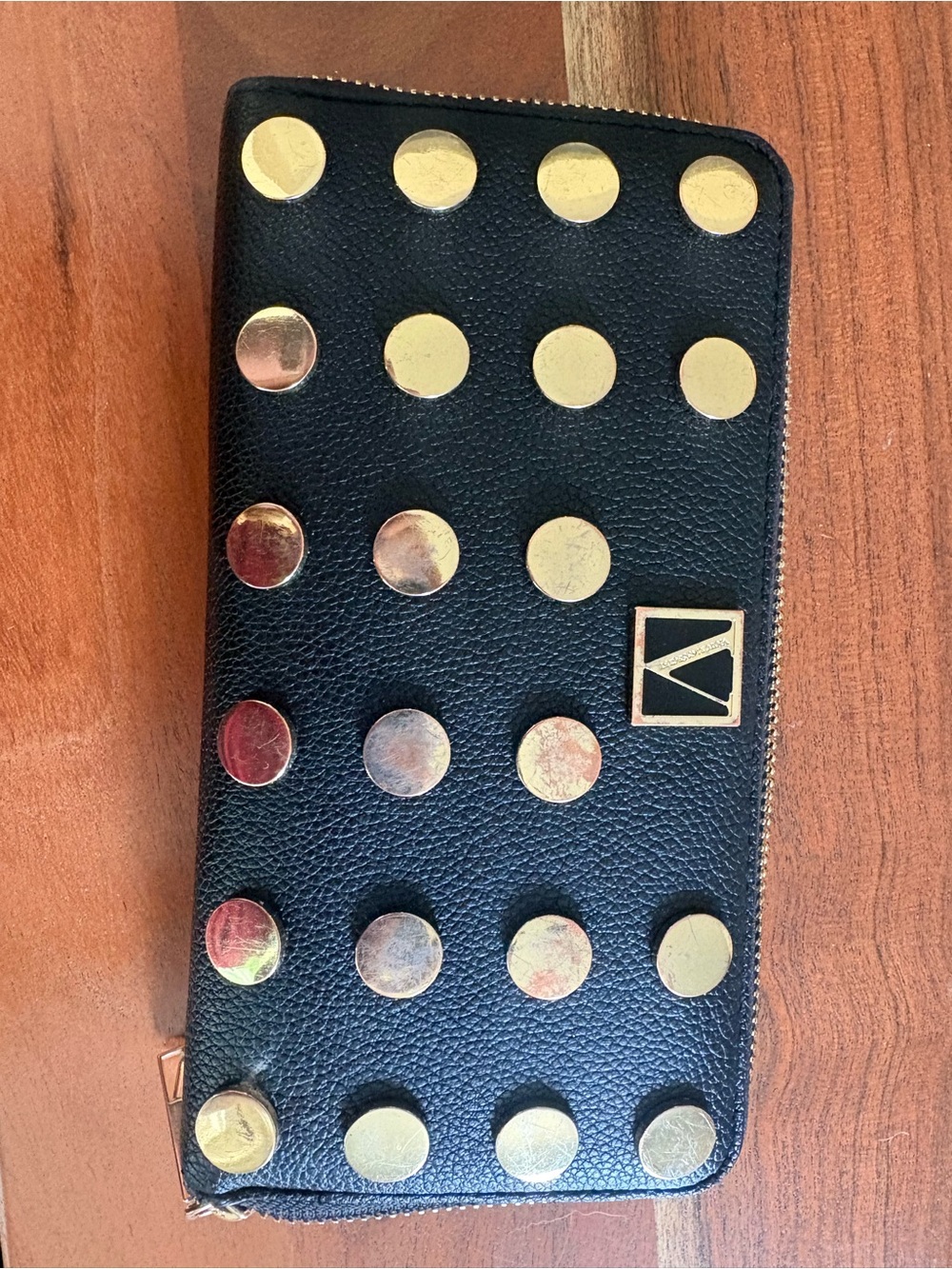 Victoria's Secret Black Wallet with Gold Studs